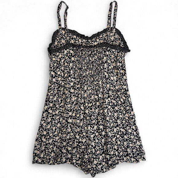 Angie Floral Romper Small Button Front Spaghetti Strap Ditsy Print - Picture 2 of 4